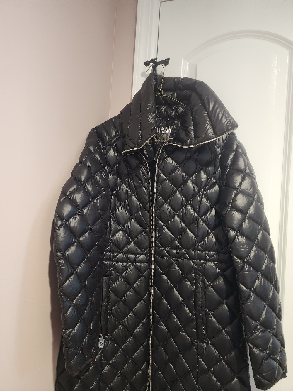 Michael Kors Black Quilted Shiny Packable Puffer Coat